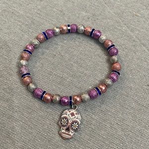 Day of the Dead Mexican Skull Charm Halloween Bracelet